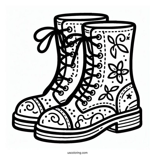 Boots Outline Coloring In For Preschoolers