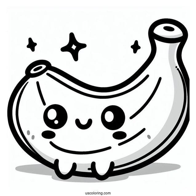 Cute Smiling Kawaii Banana Coloring
