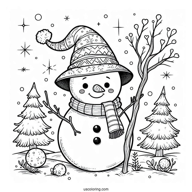 Magical Looking Young Snowman To Color