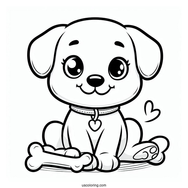 Smiling Puppy With Bone Tag