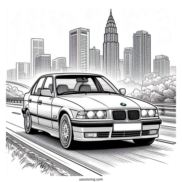 BMW Coloring Page 3 Series E36 On The Road