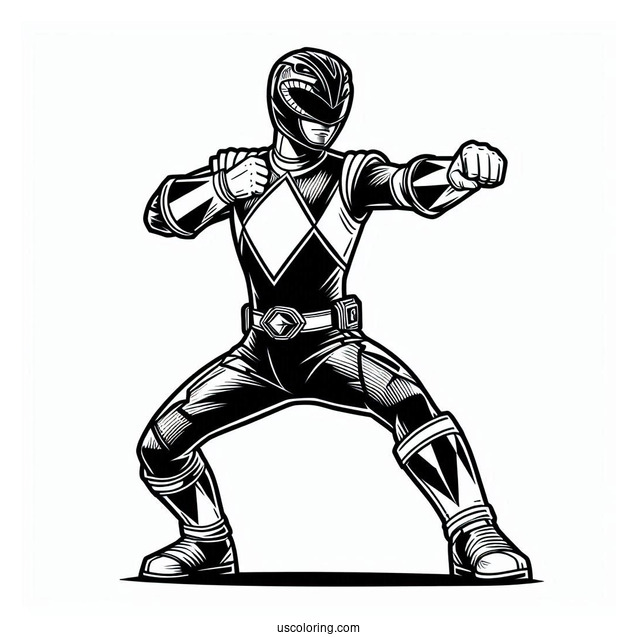 Complete Power Rangers Fighting Stance Coloring Page