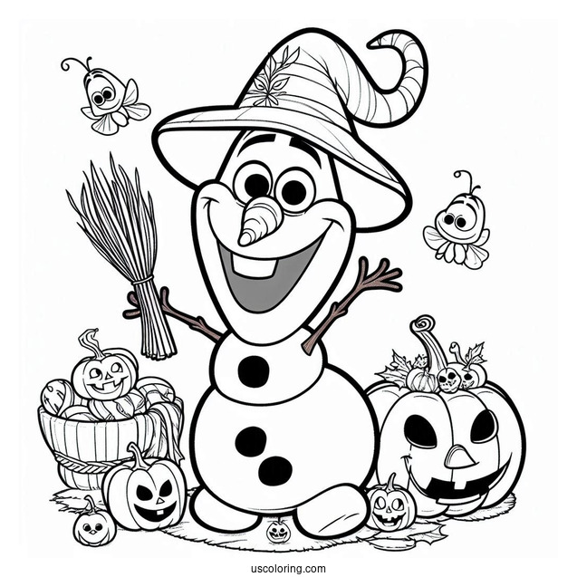 Halloween Themed Olaf Coloring Sheet