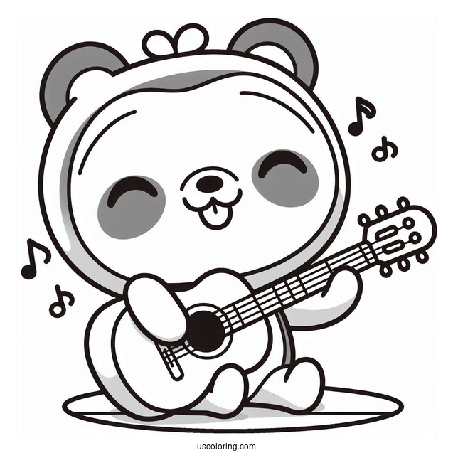 Pororo Coloring Page Playing Guitar For Kids