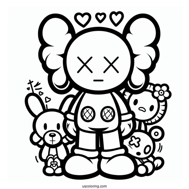 KAWS Coloring Page Dissected Companion