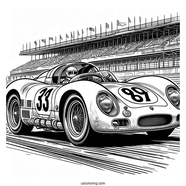 Vintage Porsche Race Car Coloring Page