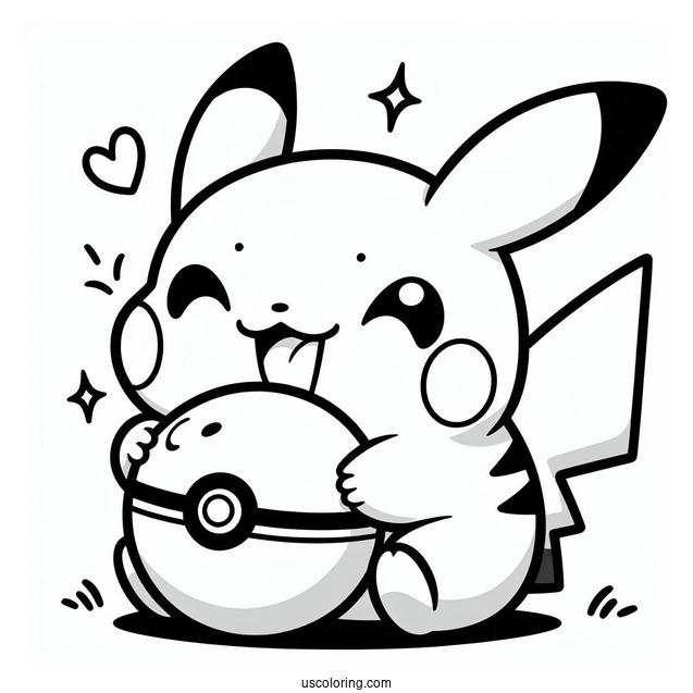 Coloring Page Of Pikachu Biting Pokeball