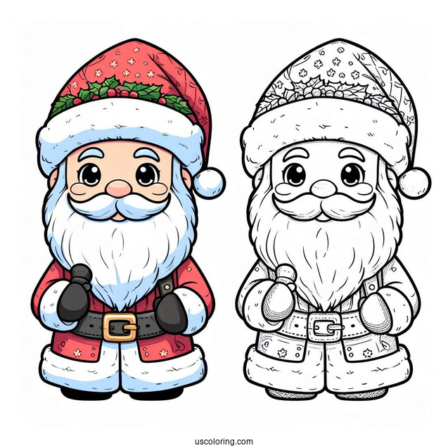 Father Christmas In Complete Suit To Color For Kids