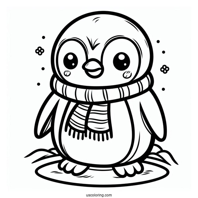 Cute Cartoon Penguin Coloring Sheet
