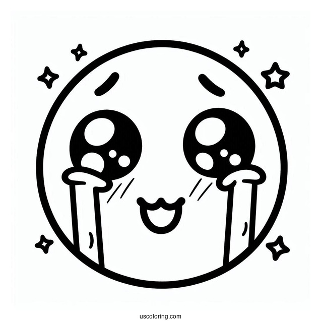 Simple Face With Tears Of Joy Emoji Coloring Page For Preschoolers