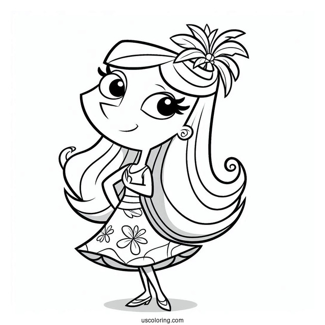 Phineas And Ferb Coloring Page Of Easy Isabella For Kids