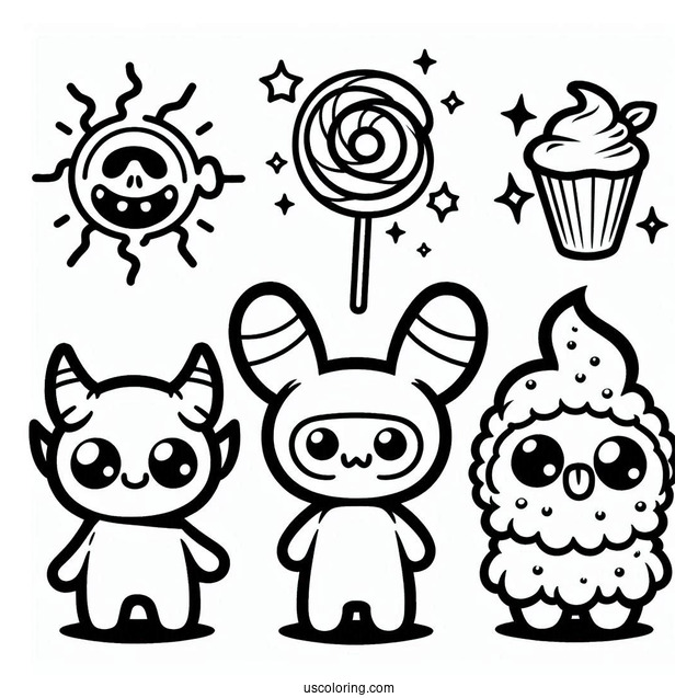 Adorable Sprunki Coloring Page Of Characters With Logo