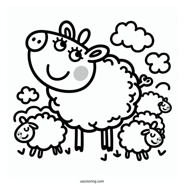 Peppa Pig Sheep Coloring For Preschoolers