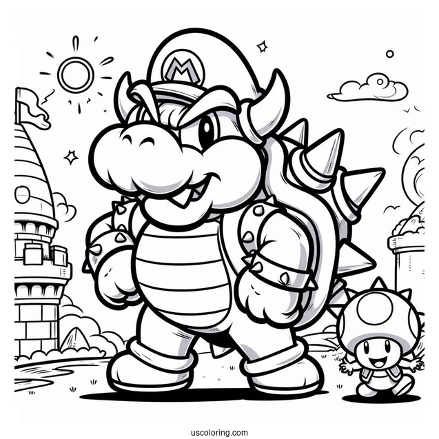 Super Mario And Bowser Coloring Sheet