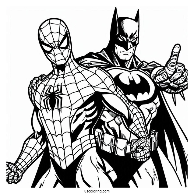 Batman And Spider-Man Coloring Sheet