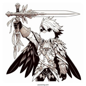Manga Coloring Page Of Carciphona Manga Blackbird Holding Up Dagger