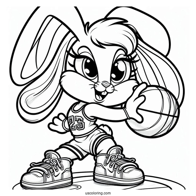 Lola Bunny Slam Dunks Coloring Page