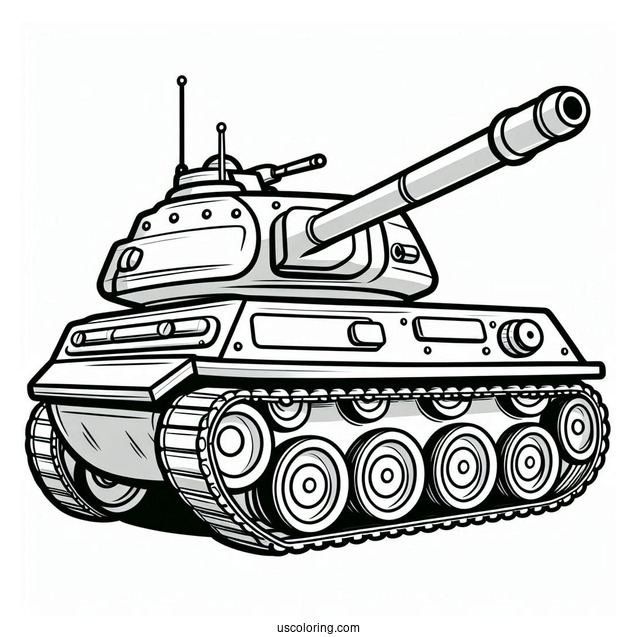 Simple Military Tank for Preschoolers to Color In