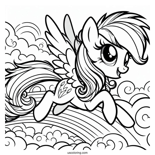 Equestria Girls Rainbow Dash Coloring Page Running On A Rainbow