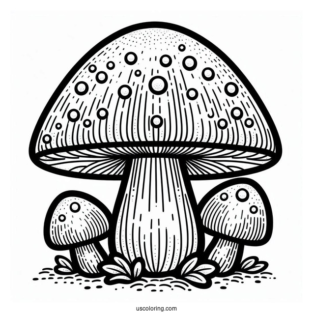 Bell Shaped Mushroom Coloring Page For Kids