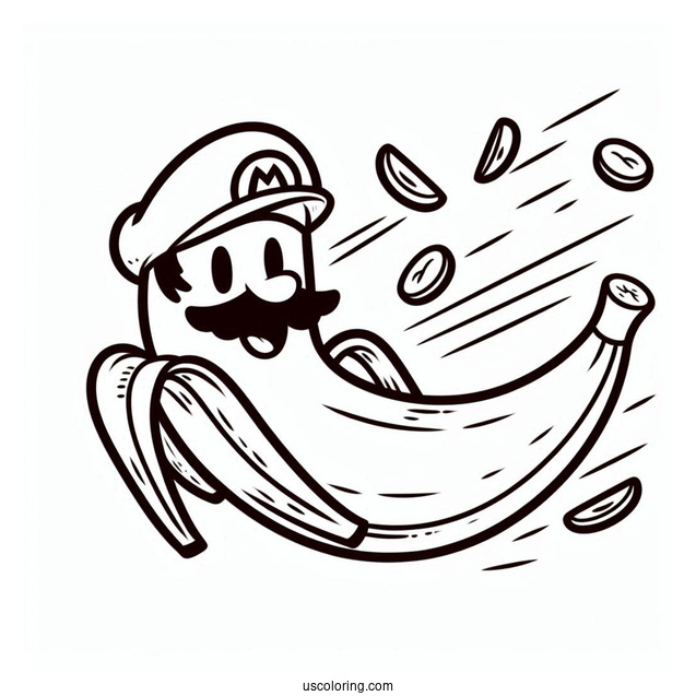 Super Mario Banana Peels Coloring Page