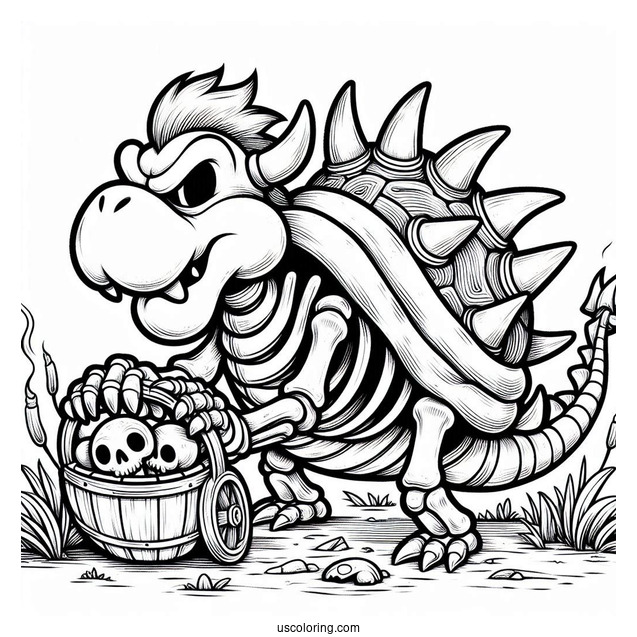Skeleton Dry Bowser Coloring Page