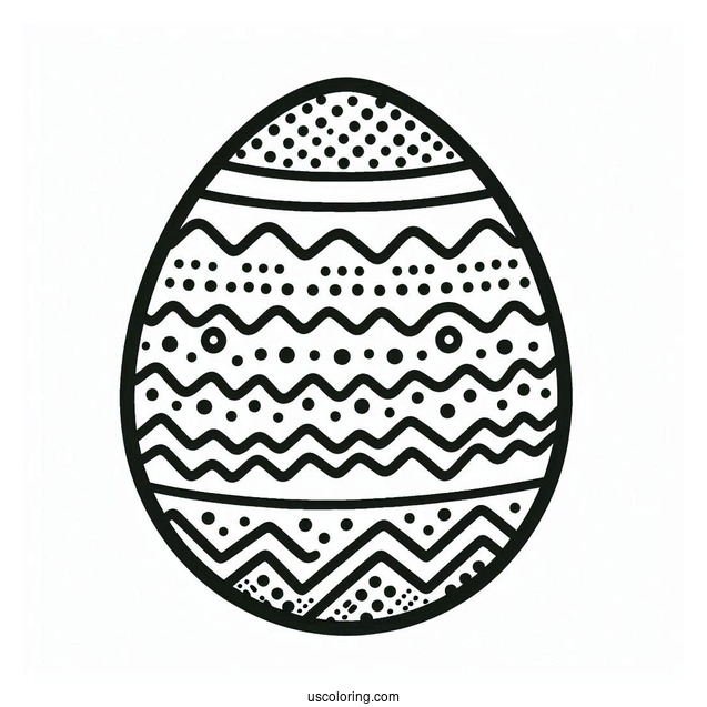 Chevron And Polka Dots Easter Egg Coloring Sheet For Preschoolers