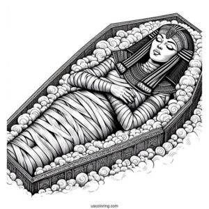 Realistic Egyptian Mummy Coloring Page Stone Coffin