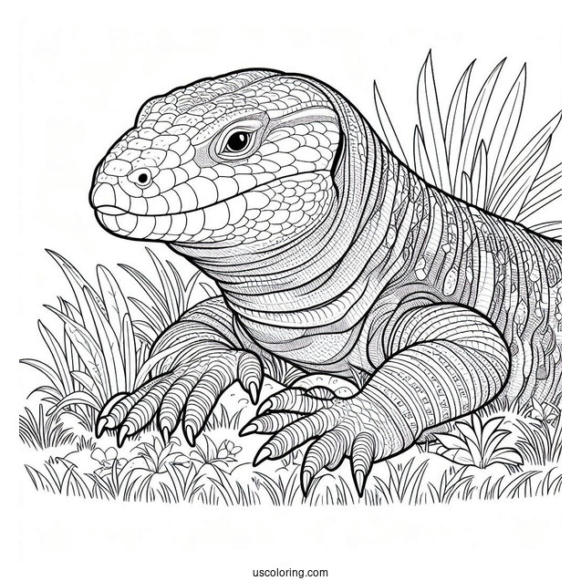Lizard Coloring Page of Large Egyptian Uromastyx On Field