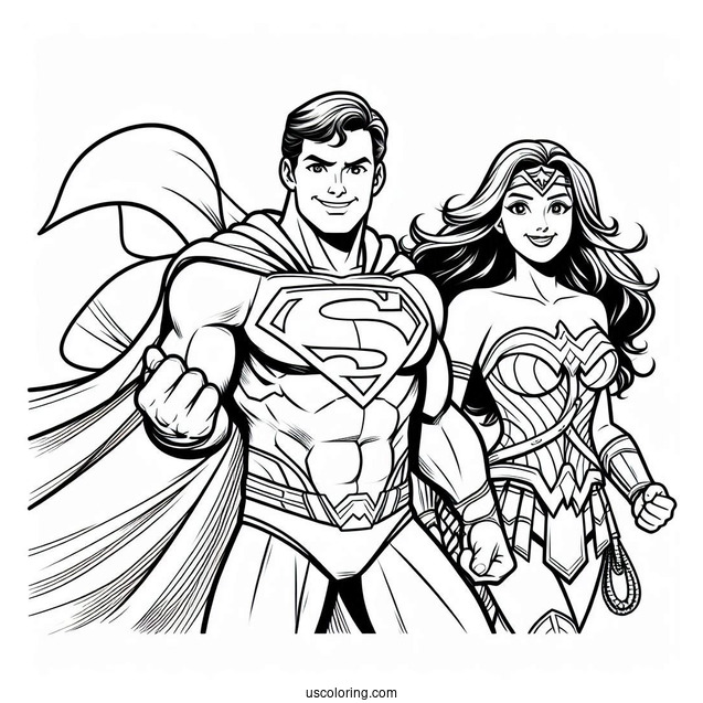 Superman And Wonder Woman Coloring Sheet