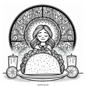 Taco In Front Of An Intricate Stained Glass