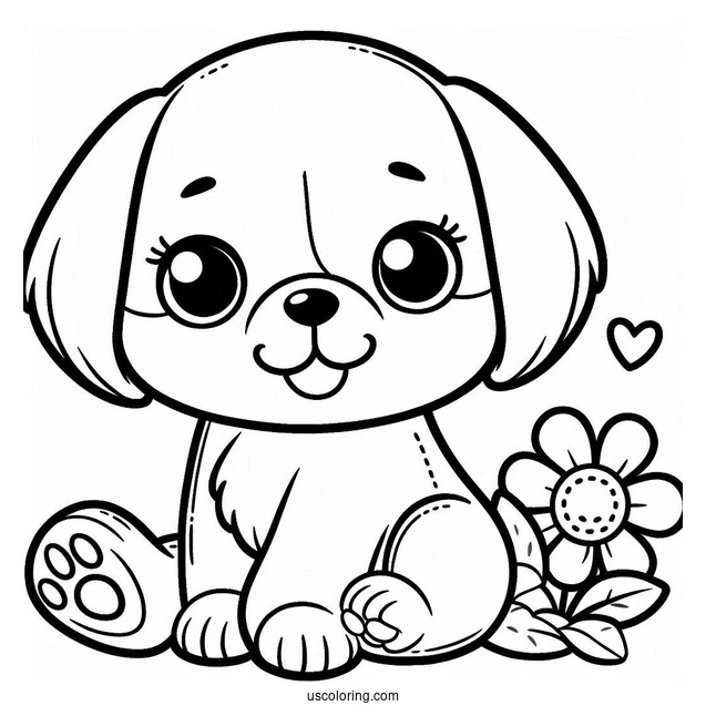 Two Tone Puppy Coloring Sheet For Preschoolers