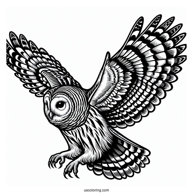 Barred Owl Swooping Down