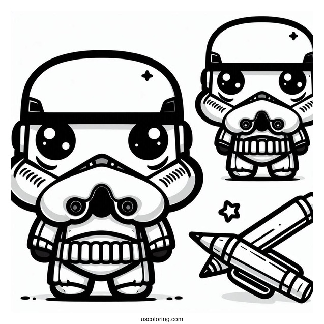 Kawaii Chibi Stormtrooper Coloring Page For Preschoolers