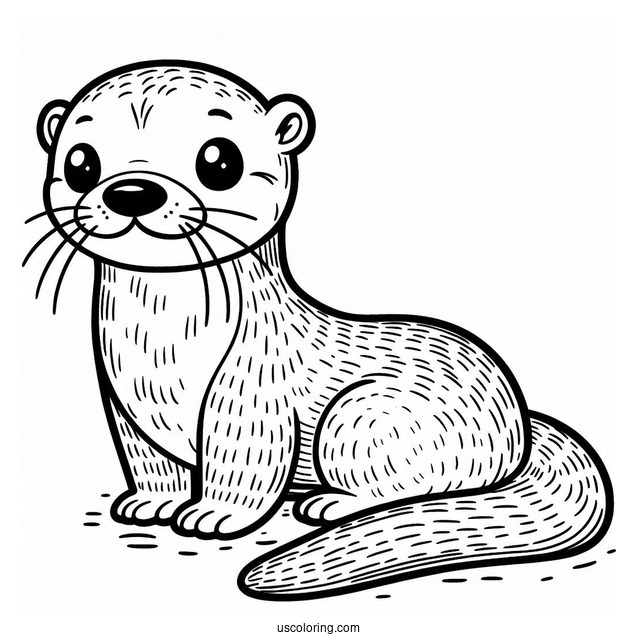Small Otter Coloring Page With Long Tail