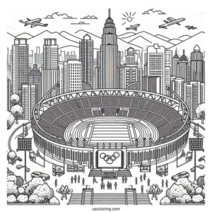 Busy Olympics Coloring Page Of Stadium