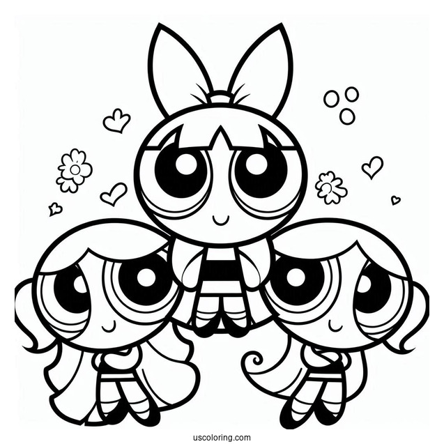 Powerpuff Girls Coloring Page With Logo