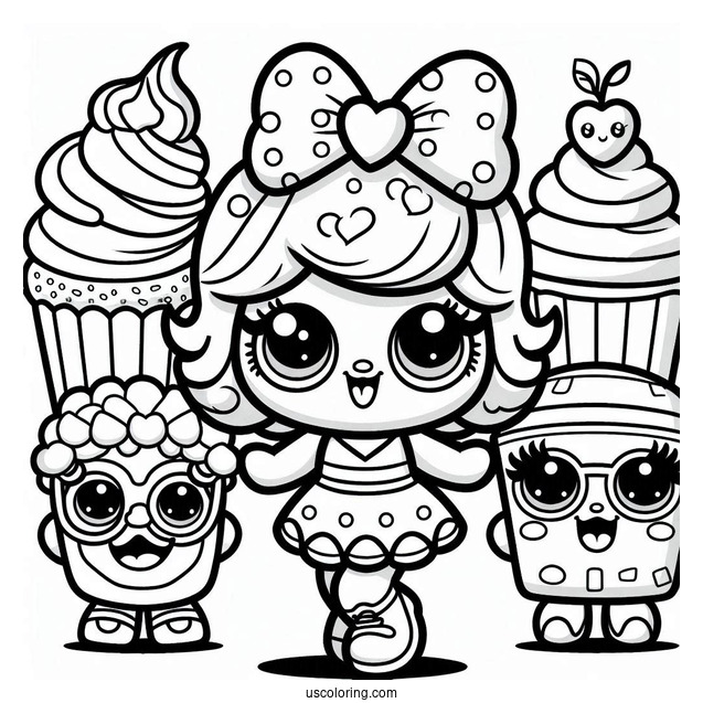 Shoppies And Shopkins Coloring Sheet