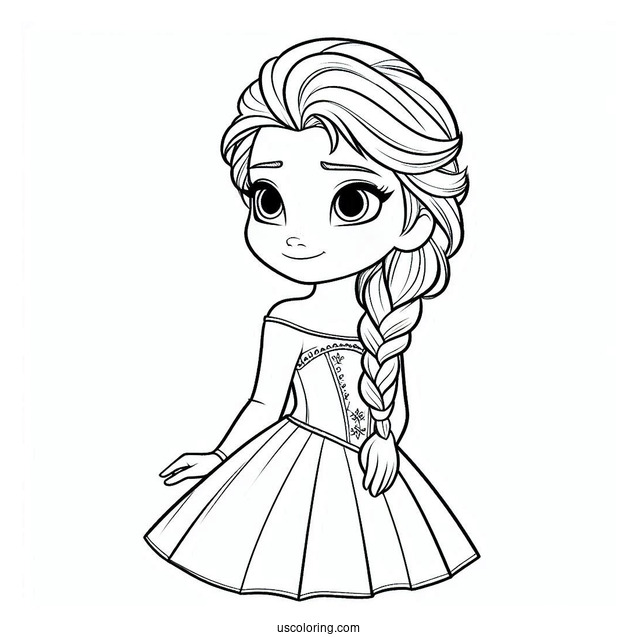 Young Elsa As A Child Simple Coloring In