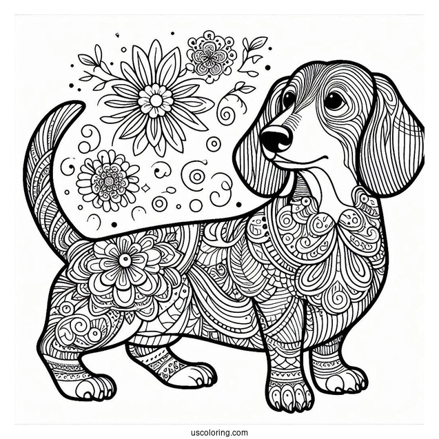 Dachshund Coloring Page Mandala