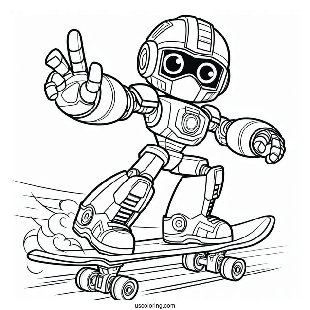 Rescue Bots Coloring Page Of Cody Burns Skateboarding