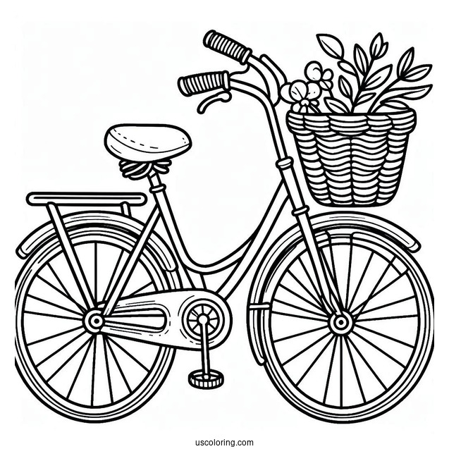 Cartoon Bicycle Coloring Page Outline For Preschoolers
