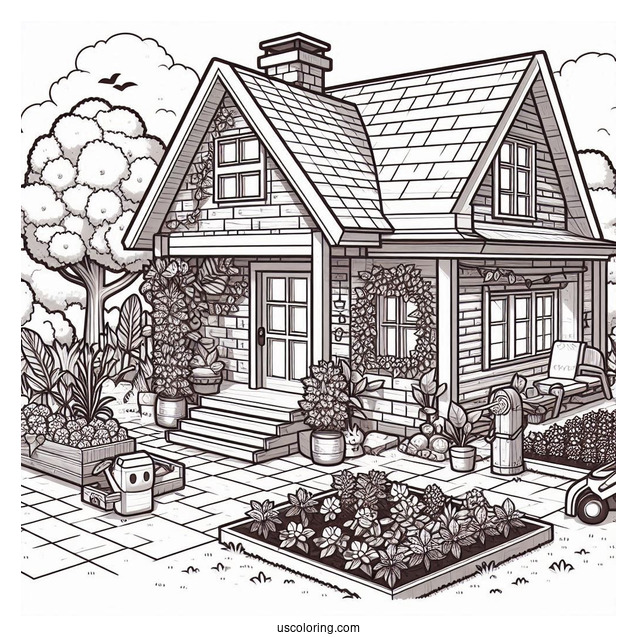 Roblox House Gardening Coloring Sheet