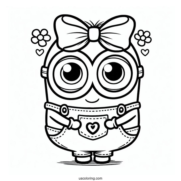 Cute Coloring Page Of Easy Minion For Preschoolers
