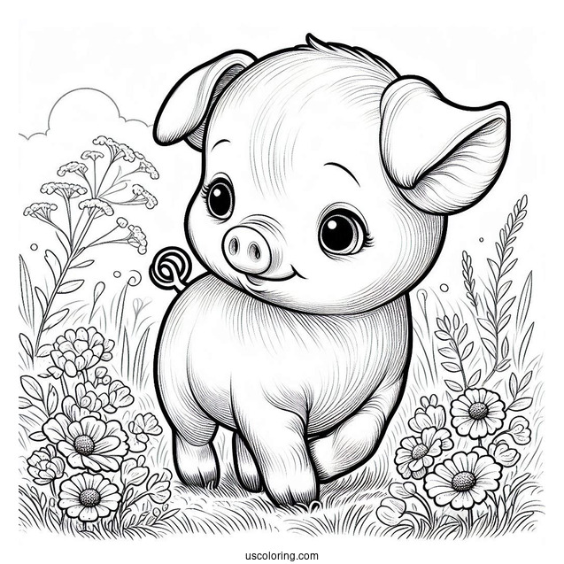 Babe The Pig Walking In Field