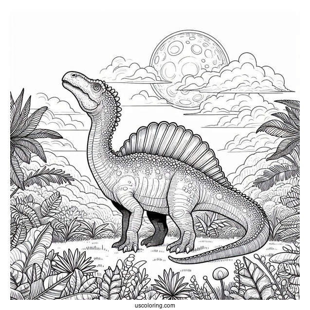 Scaly Spinosaurus Coloring Page Looking Up At The Sky