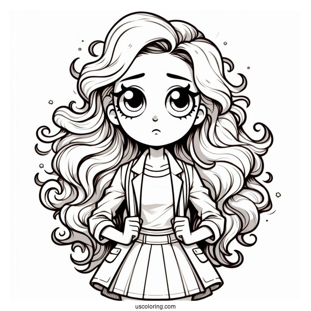 Rick and Morty Coloring Page Of Morty s Crush Jessica in School Uniform Coloring Sheet for Kids