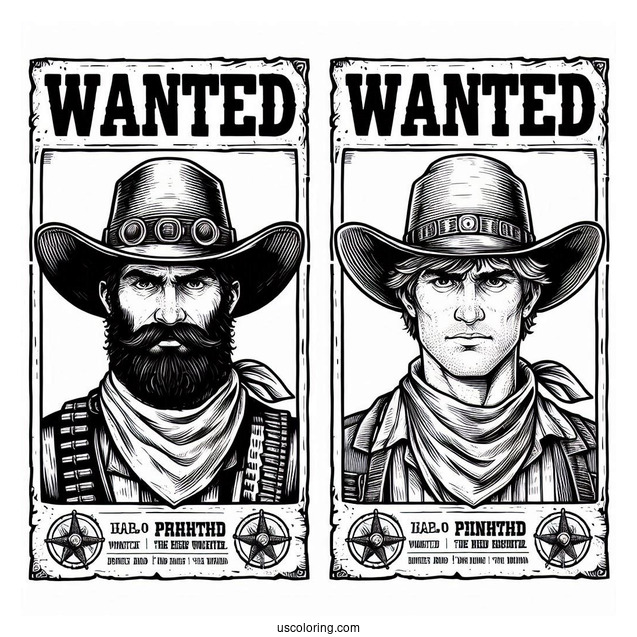 Cowboy Coloring Page Of Detailed Wanted Poster