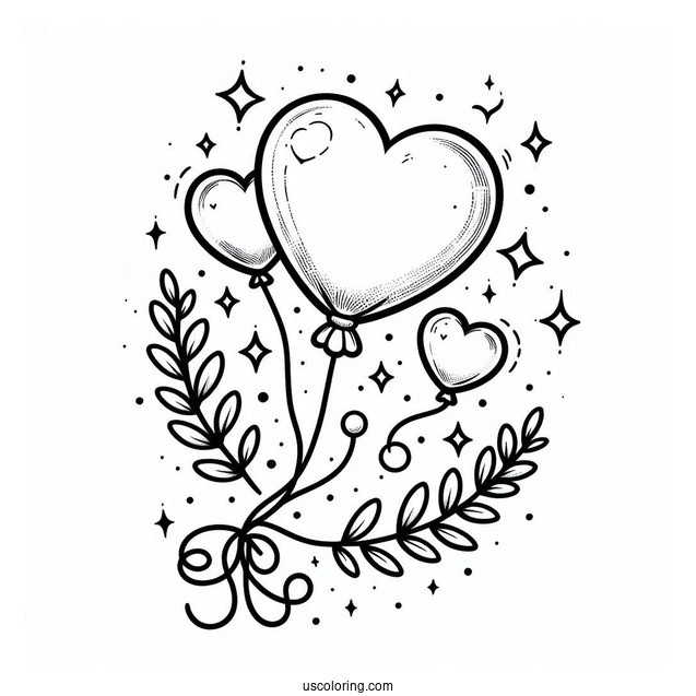 Love Heart Shaped Balloons To Color