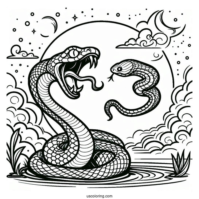 Coloring Page Of Snake Attacking Prey